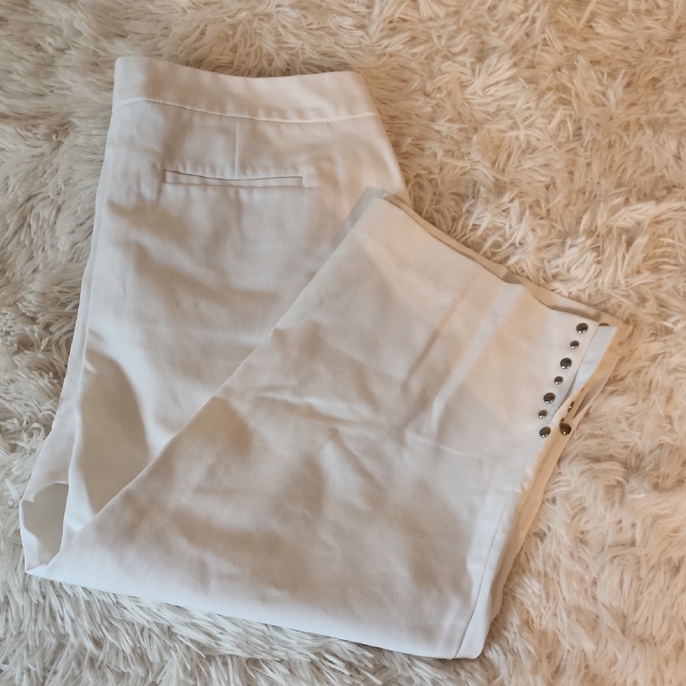 Ruby Rd Favorites White Pants with Button Detail Vintage Petite